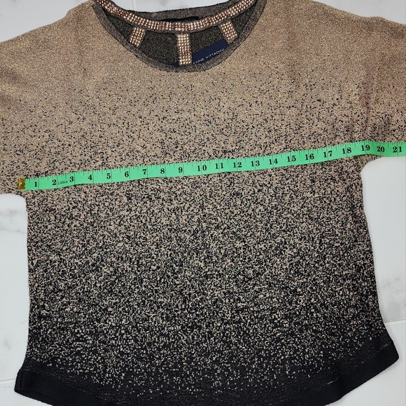 Adrienne Vittadini Three Quarter Sleeve Sweater With Cage Neck and Rhinestones - Picture 9 of 11